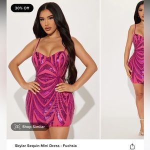 Skylar Sequin Mini Dress-Fuchsia